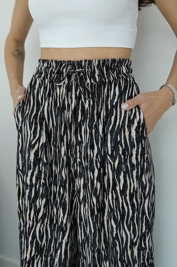 Zebra Desenli Bol Paça Pantolon