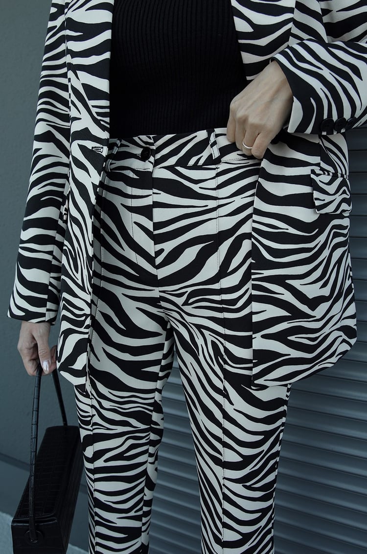 Zebra Desenli İspanyol Pantolon Blazer Premium Takım
