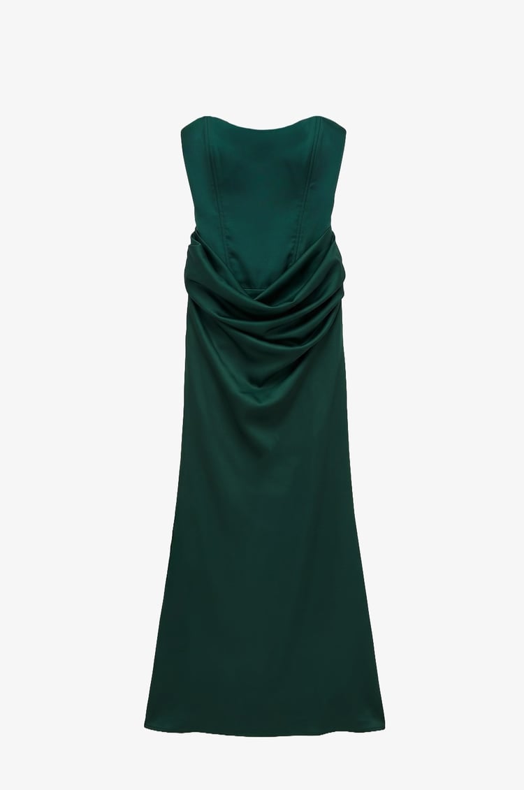 Zümrüt Vesper Drape Detaylı Straplez Elbise