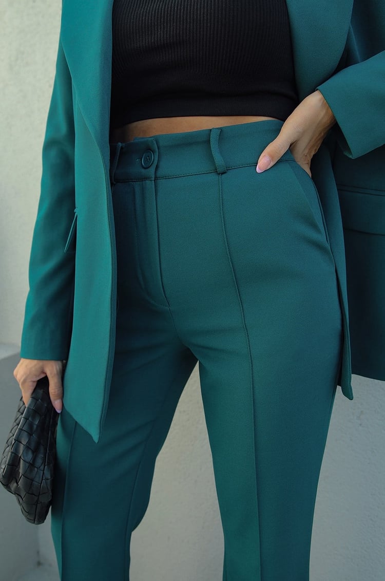 Zümrüt Yeşil İspanyol Pantolon Blazer Premium Takım
