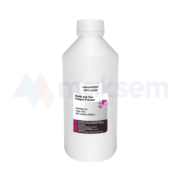 Kırmızı Mürekkep Dye (Ink) 1000ml NPI-120M, Canon Universal Kartuş Modelleri: PG-40 CL-41 PG-50