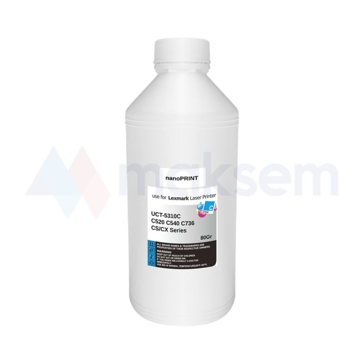 Mavi Toner Tozu 80gr UCT-5310C nanoPRINT, Lexmark C520 C540 C736 CS