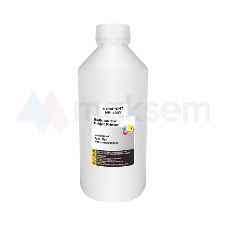 Sarı Mürekkep Dye (Ink) 1000ml GT52Y 3YP61AE NPI-400Y, HP Ink Tank Wireless 410 411 412 415 416
