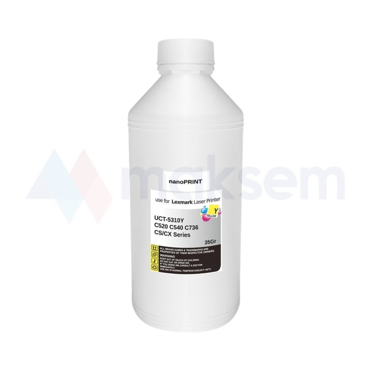 Sarı Toner Tozu 35gr UCT-5310Y nanoPRINT, Lexmark C520 C540 C736 CS/CX