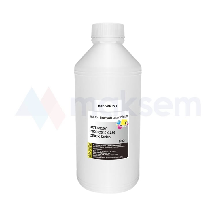 Sarı Toner Tozu 80gr UCT-5310Y nanoPRINT, Lexmark C520 C540 C736 CS