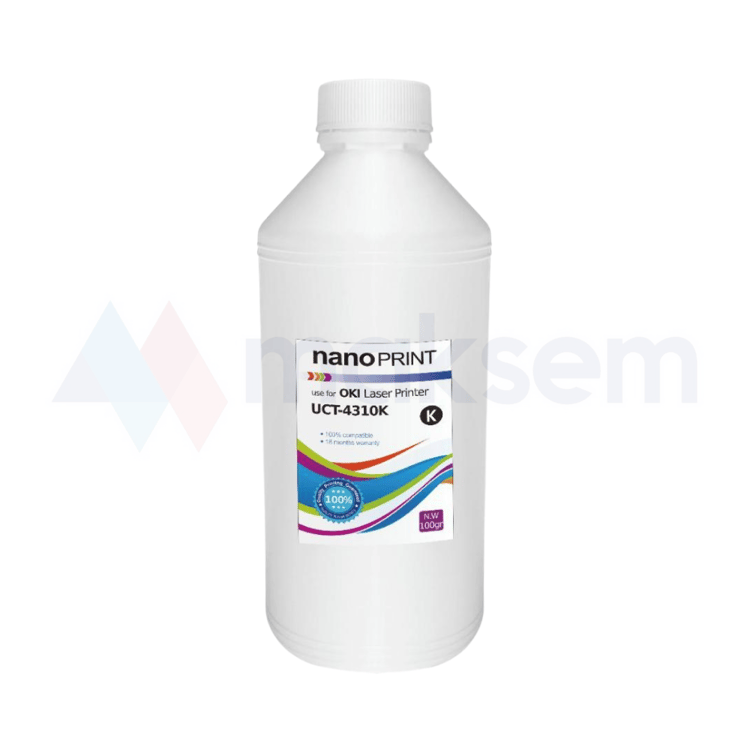 Siyah Toner Tozu (Toner Powder) 100gr UCT-4310K nanoPRINT, OKI C301 C310 C312 C321 C330 C510 C511