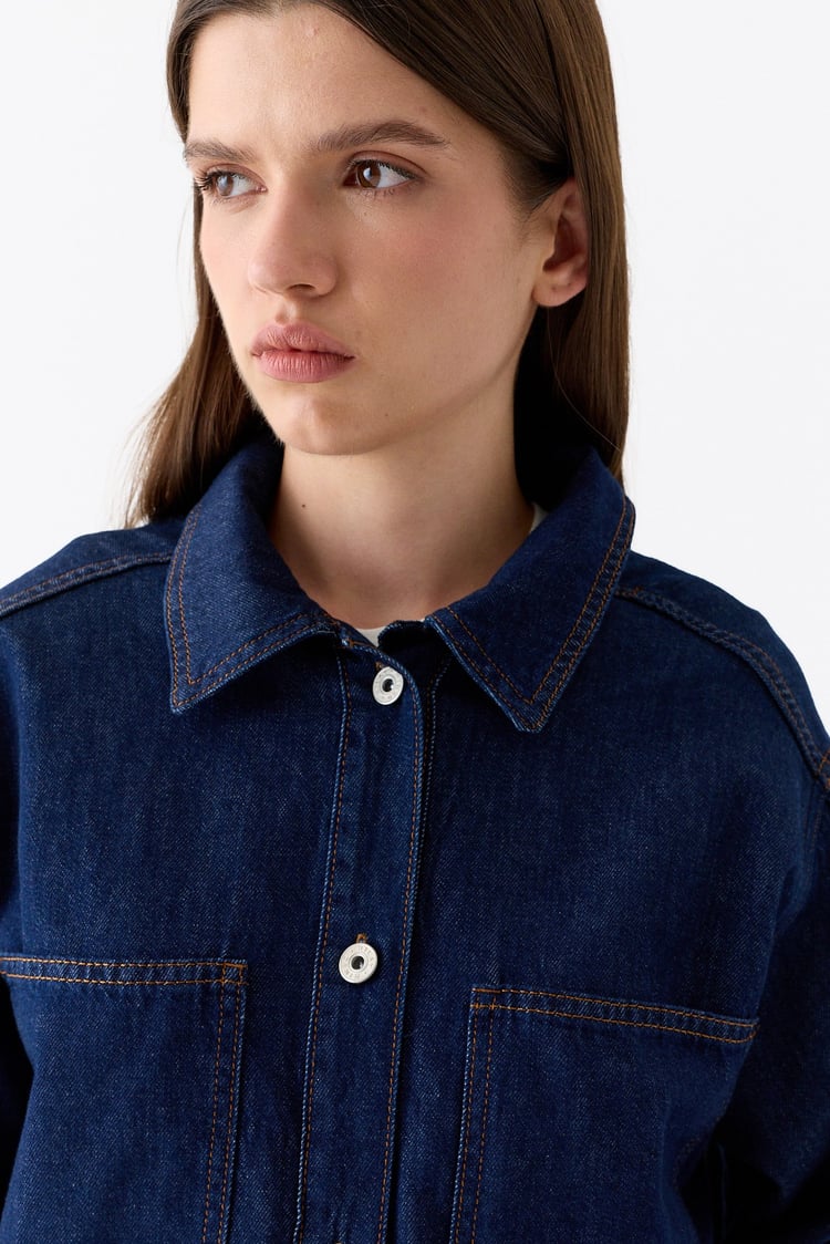 Basic Denim Gömlek KOYU LACİVERT
