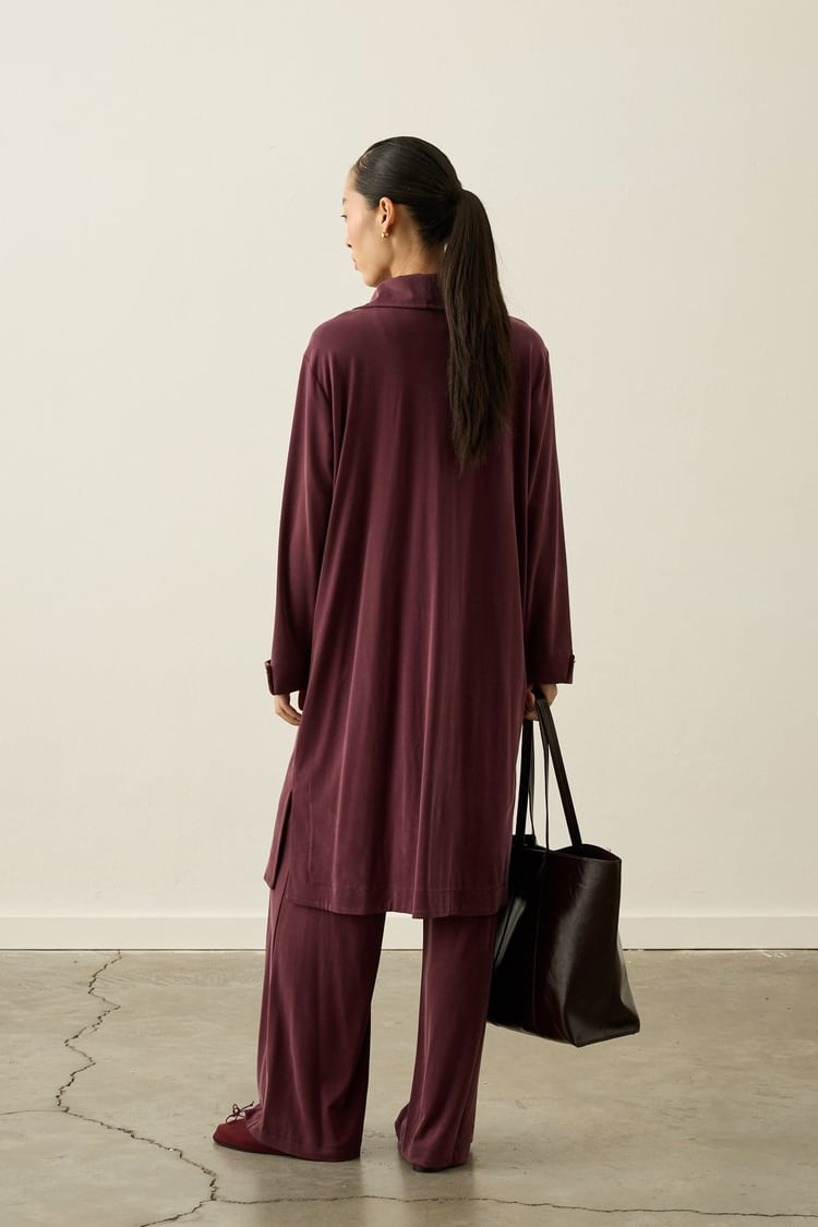 Belisa Fleto Cepli Örme Rayon Pantolonlu Takım MÜRDÜM