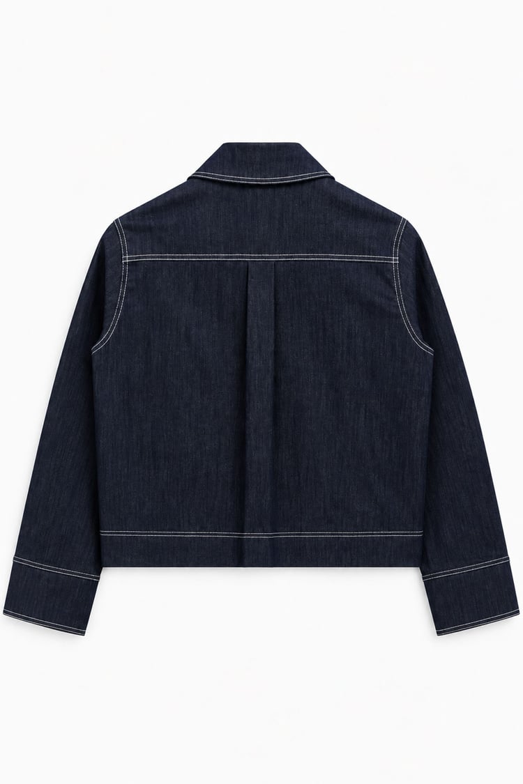 Luv Düğmeli Kontrast Dikişli Denim Ceket LACİVERT