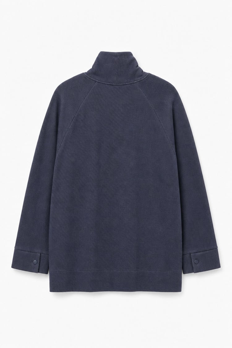 Porto Dik Yaka Örme Denim Sweatshirt LACİVERT