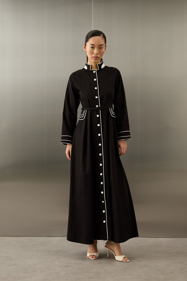 Queen Gabardin Kumaşlı Pamuklu Elbise SİYAH