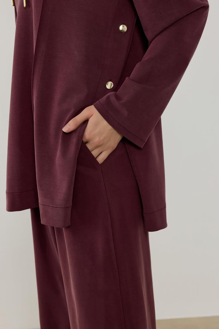 Stone Örme Rayon Eşofman Pantolonlu Takım MÜRDÜM