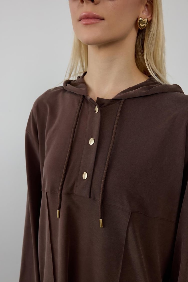 Stone Örme Rayon Eşofman Pantolonlu Takım KAHVERENGİ