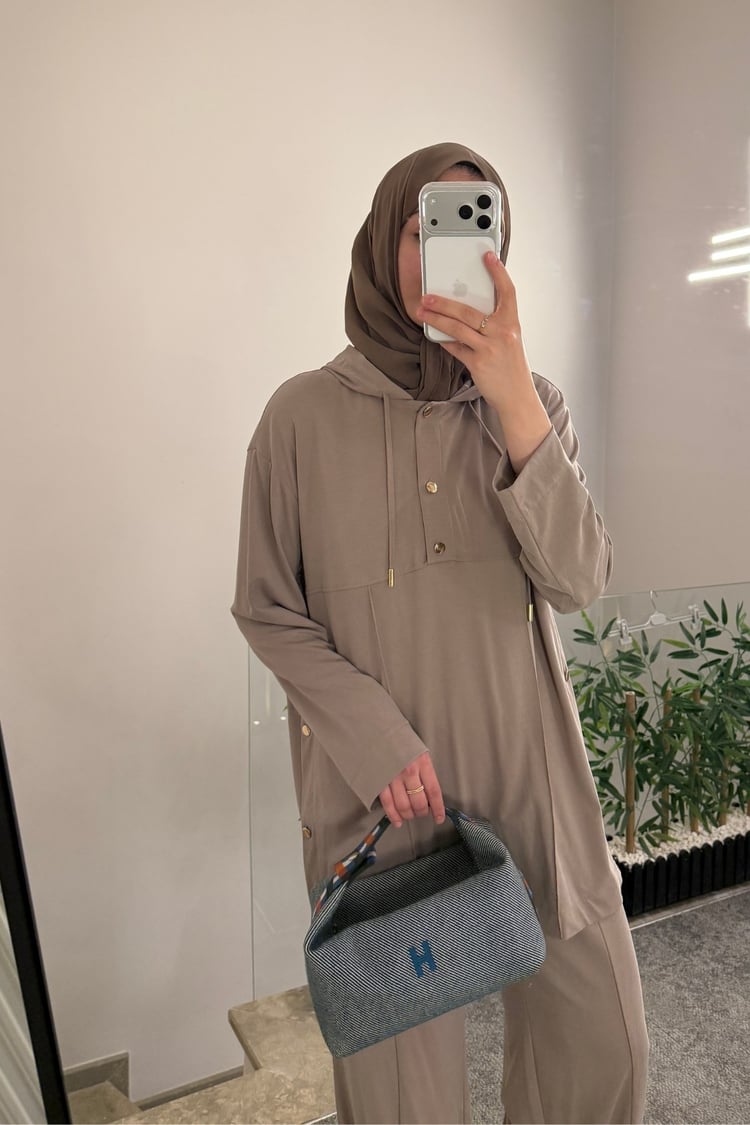 Stone Örme Rayon Eşofman Pantolonlu Takım VİZON