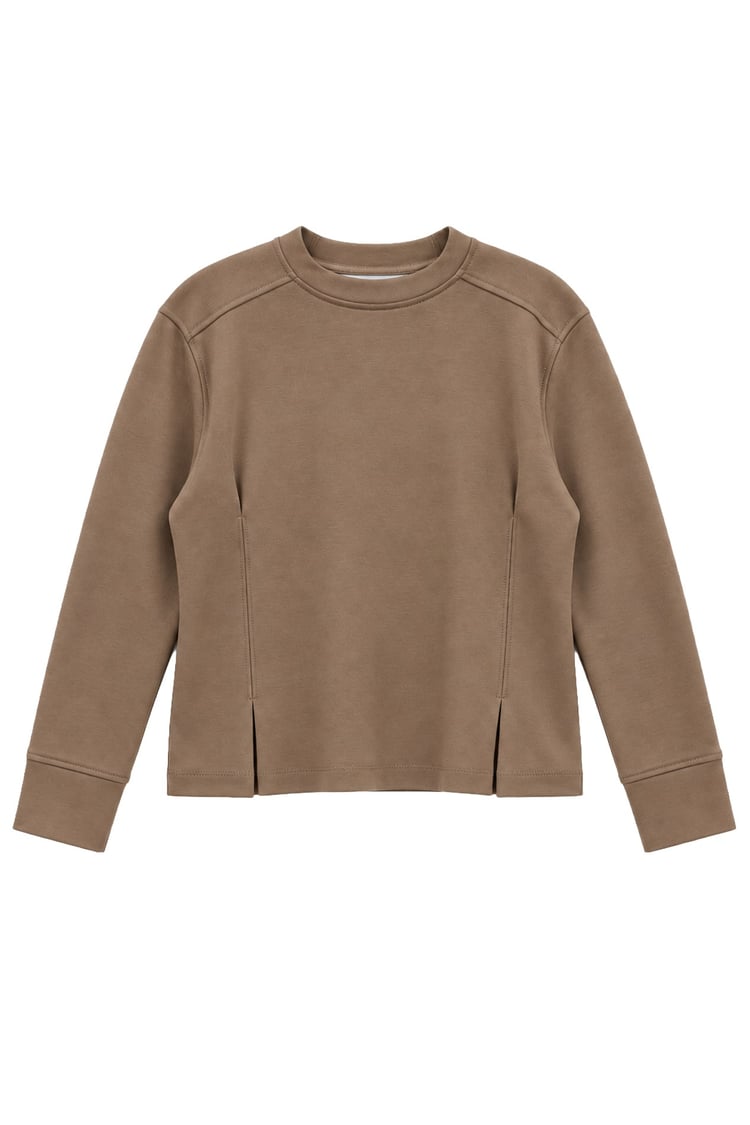 Tosca Pens ve Pile Detaylı Sweatshirt VİZON