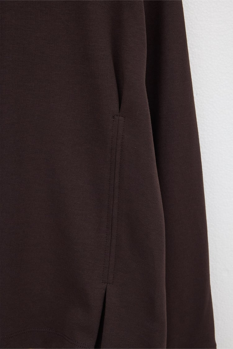 Tosca Pens ve Pile Detaylı Sweatshirt ACI KAHVE