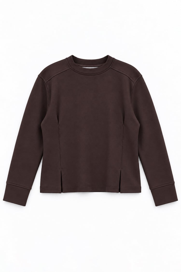 Tosca Pens ve Pile Detaylı Sweatshirt ACI KAHVE