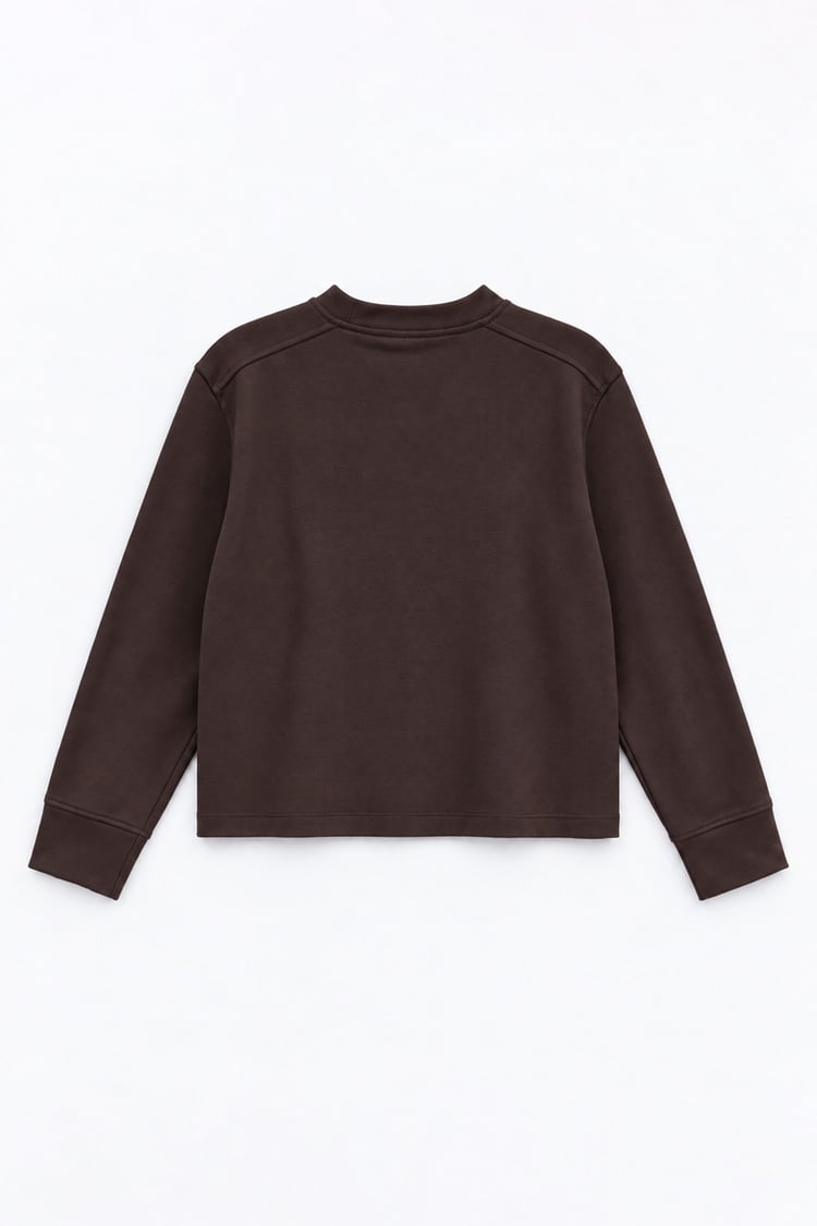 Tosca Pens ve Pile Detaylı Sweatshirt ACI KAHVE