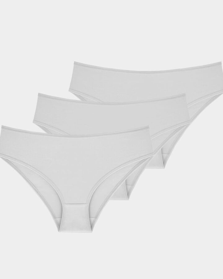 206 - Pamuklu Basic Slip Külot 3'lü Paket Beyaz XL
