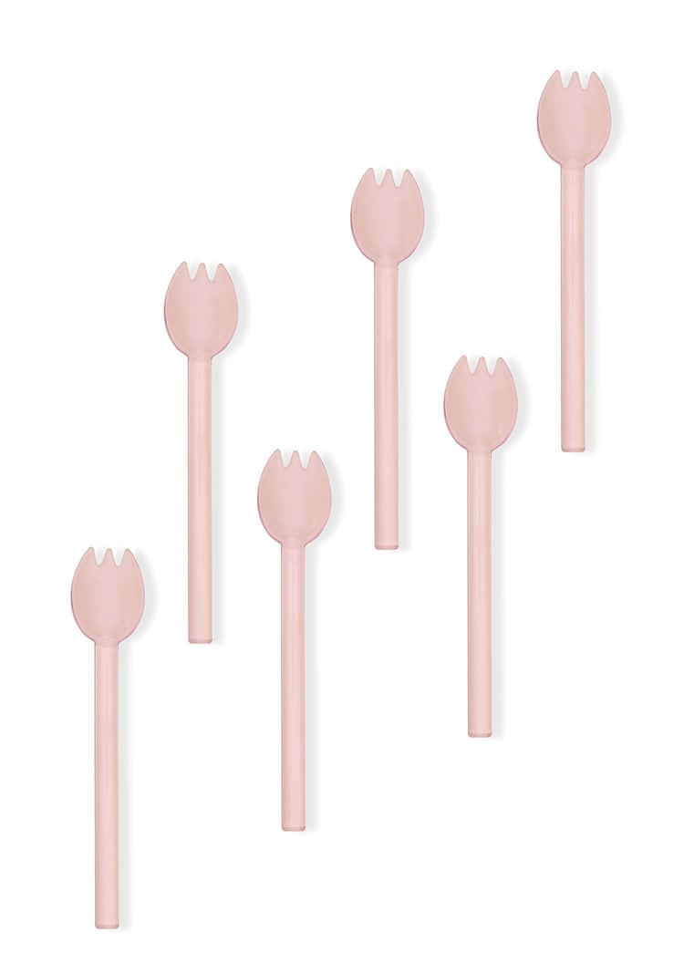 Abiete Dondurma ve Tatlı Kaşığı Pembe 6lı Set
