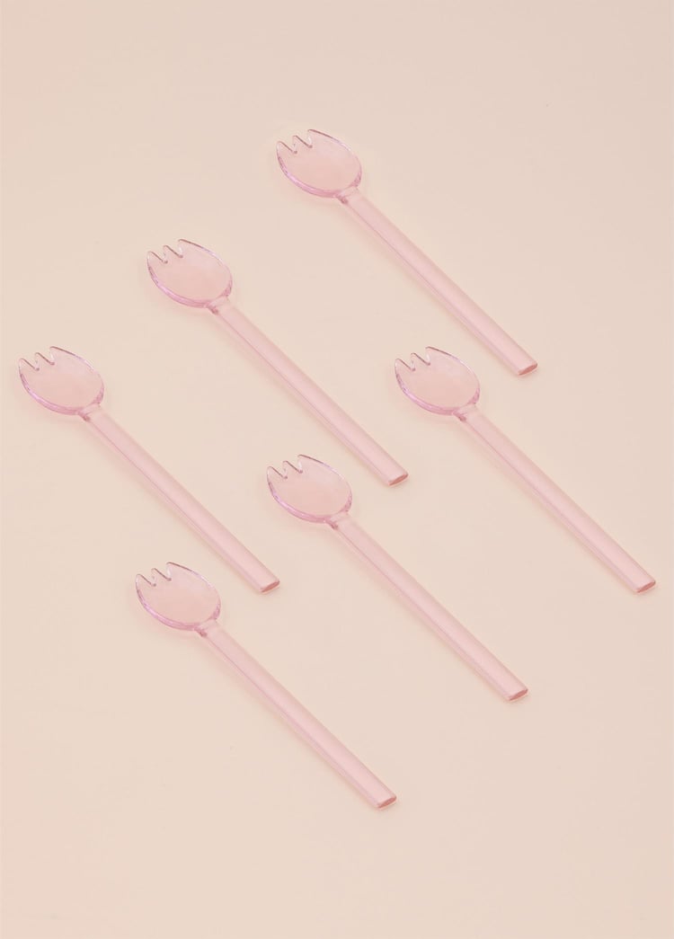 Abiete Dondurma ve Tatlı Kaşığı Pembe 6lı Set