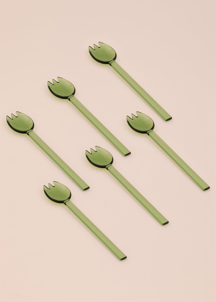 Abiete Dondurma ve Tatlı Kaşığı Yeşil 6lı Set