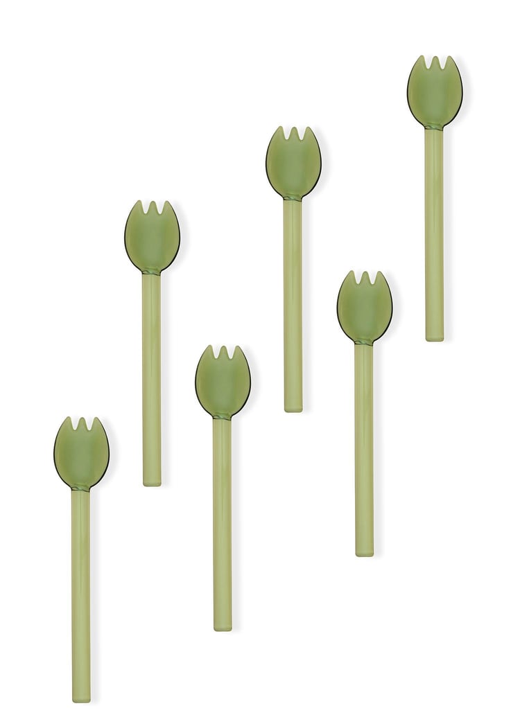 Abiete Dondurma ve Tatlı Kaşığı Yeşil 6lı Set