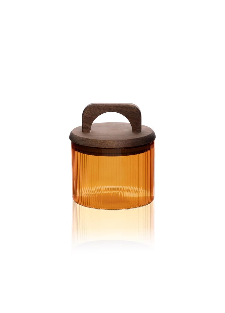 Akasya Kulplu Cam Kavanoz Amber 350 ml