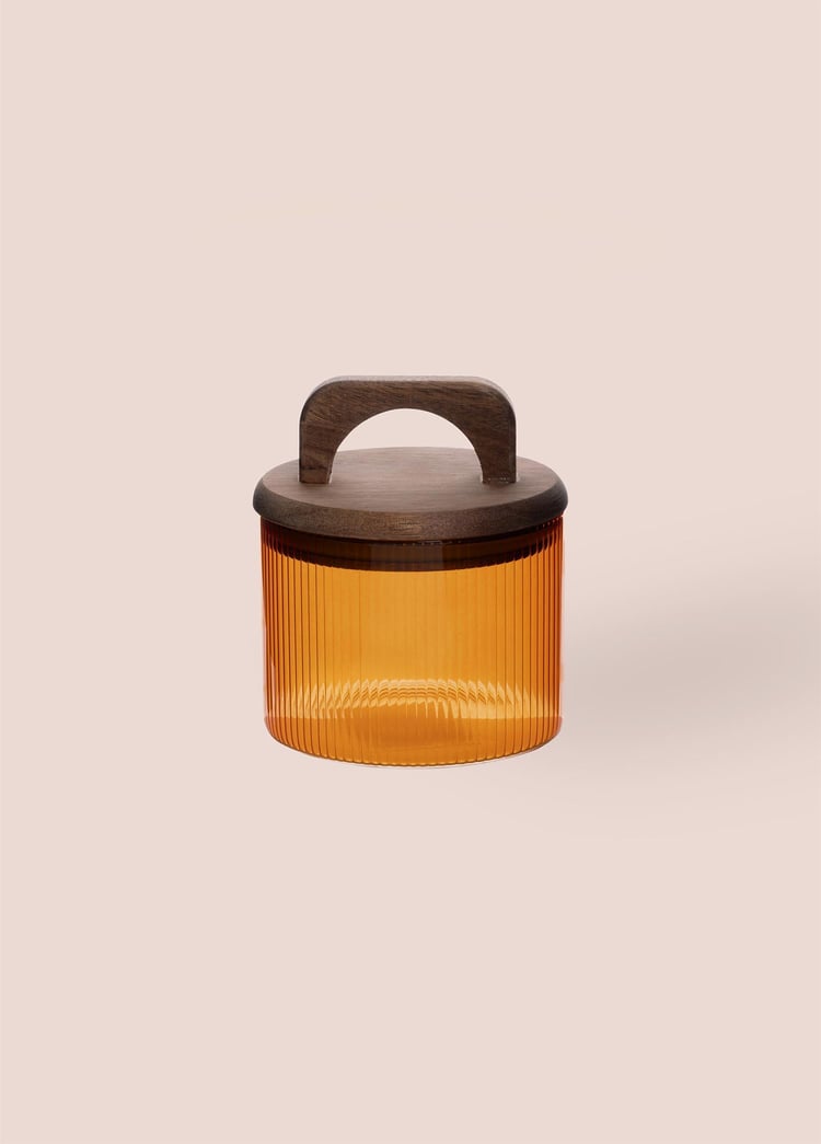 Akasya Kulplu Cam Kavanoz Amber 350 ml