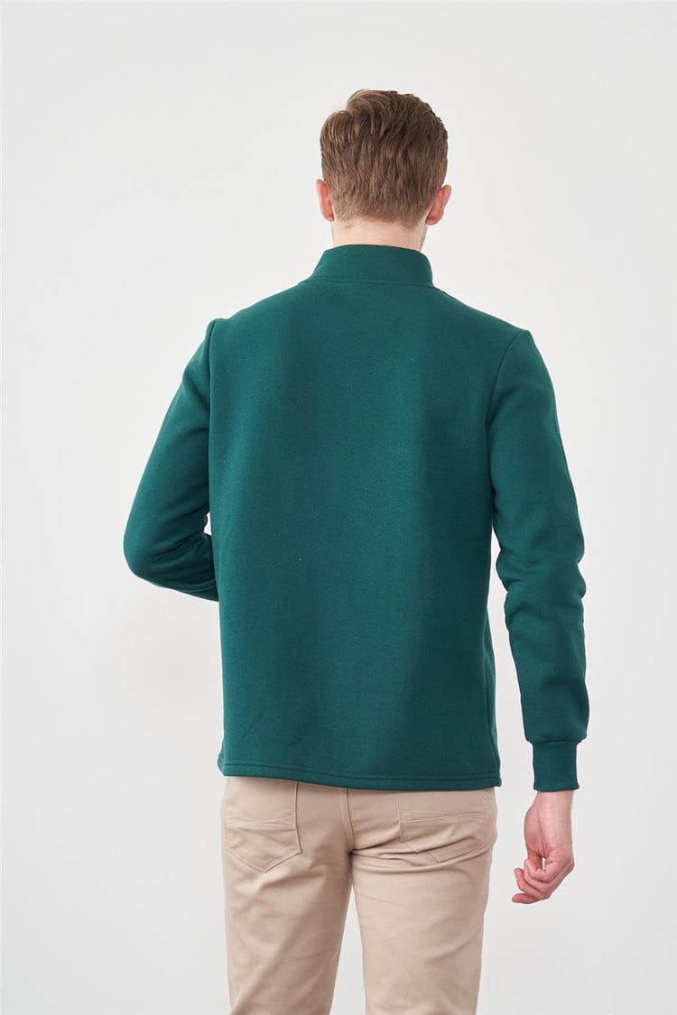 Aksoy 21190 Nefti Erkek 3 İp Sardonlu Dik Yaka Yarım Fermuar Sweatshirt