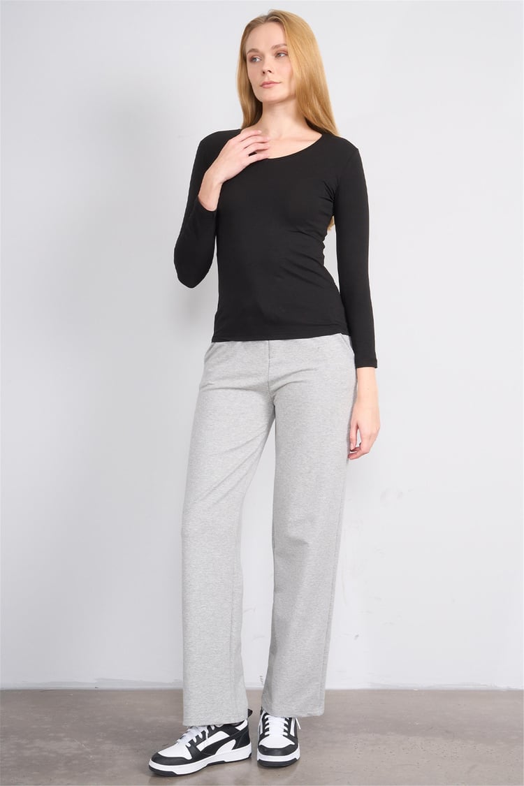 Aksoy K26 151 Sıyah Kadın V Yaka Uzun Kol Sweat