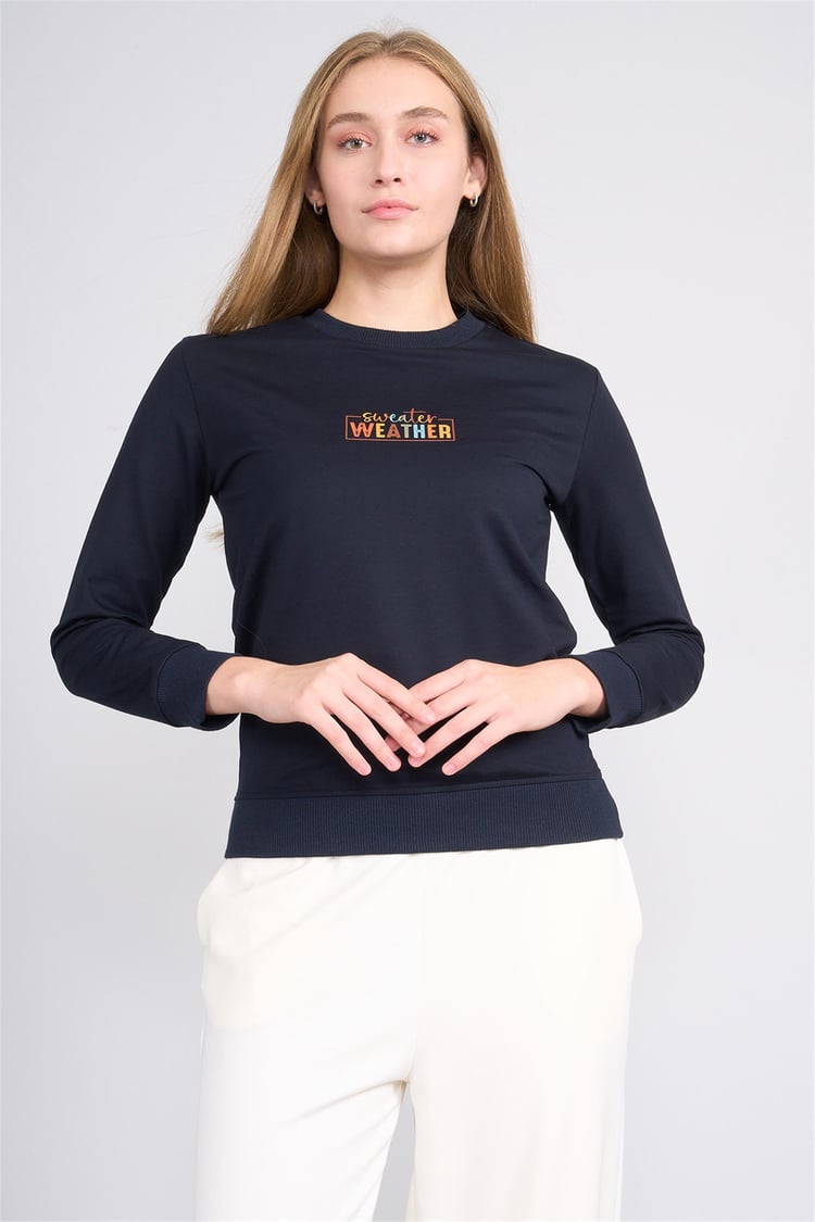 Aksoy K26 24K114 Lacı Kadın Regular Fıt O Yaka 2 Ip Sweat