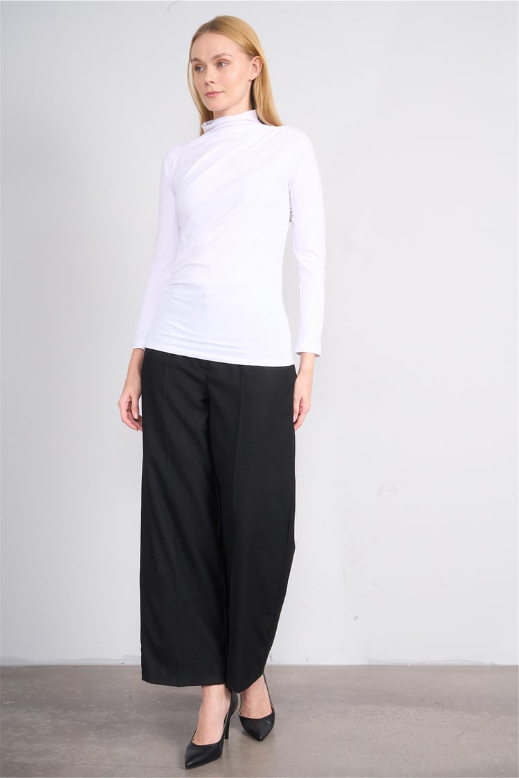 Aksoy K26 617-04 Beyaz Kadın Compact Büzgülü Sweat