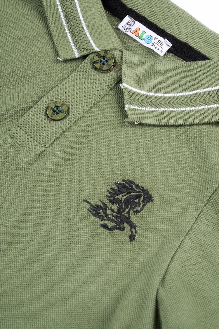 Alg 224153 Erkek Çocuk Hawaı Nakıslı Polo Yaka T-Shirt