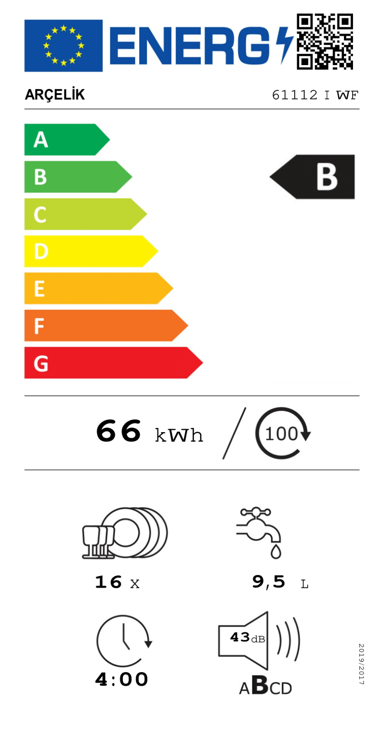 Arçelik 61112 I WF Bulaşık Makinesi