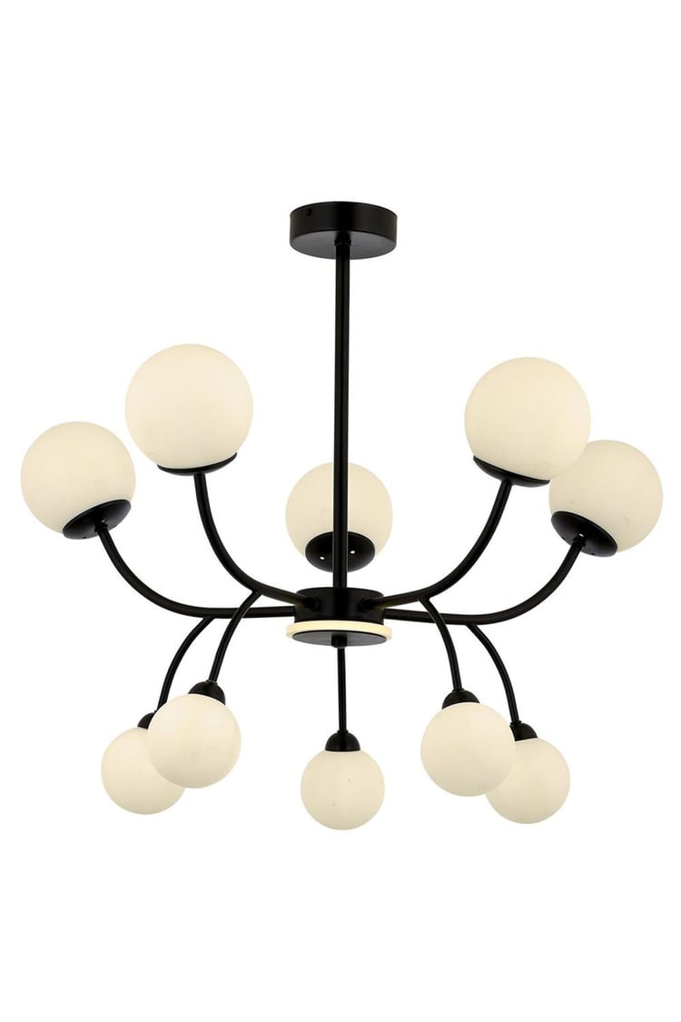 Avonni AV-1894-10BSY Siyah Boya Modern Avize G9 Metal Cam 80 cm