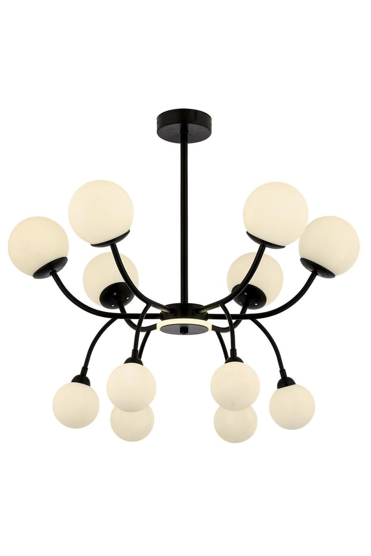 Avonni AV-1894-12BSY Siyah Boya Modern Avize G9 Metal Cam 85 cm