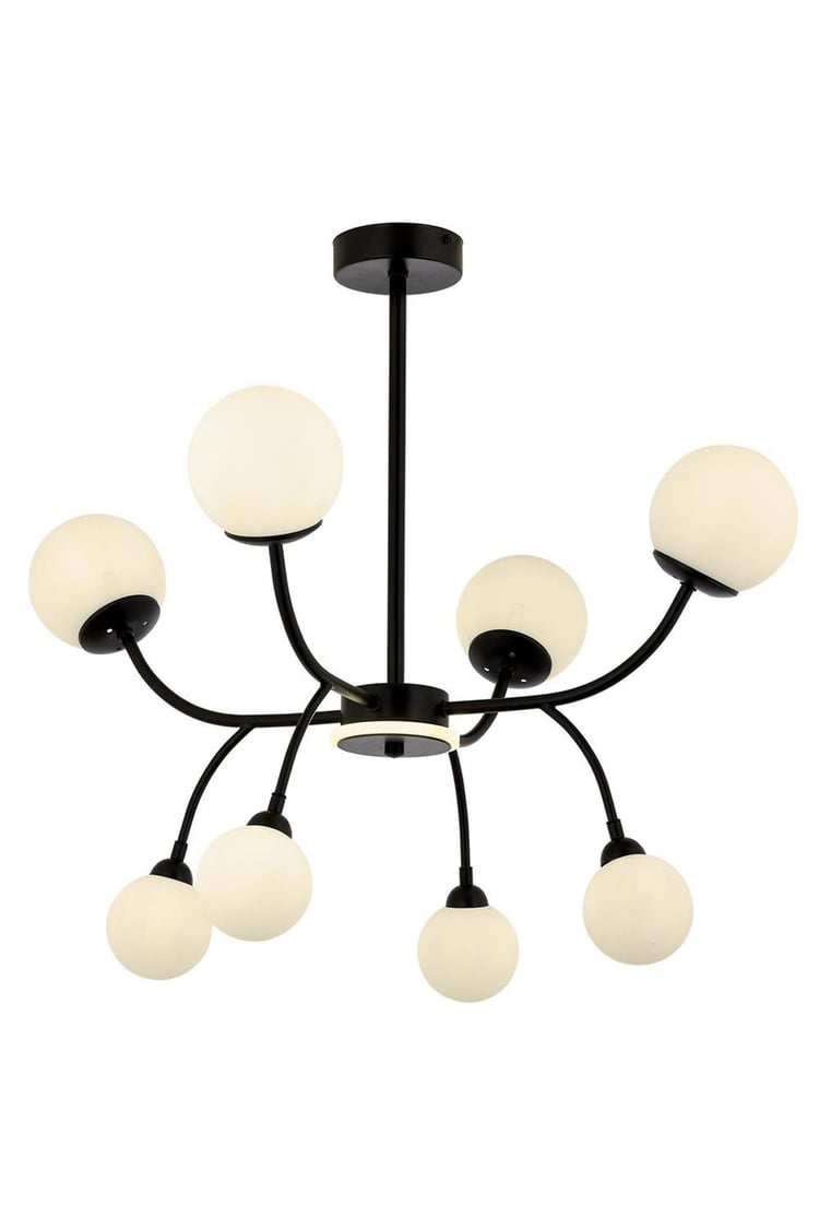 Avonni AV-1894-8BSY Siyah Boya Modern Avize G9 Metal Cam 80 cm