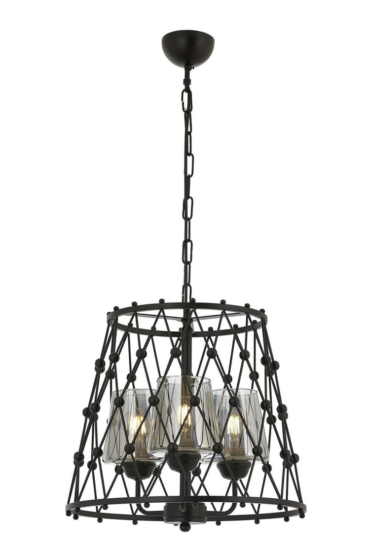 Avonni AV-1904-3BSY Siyah Boya Modern Avize E27 Metal Cam 42 cm