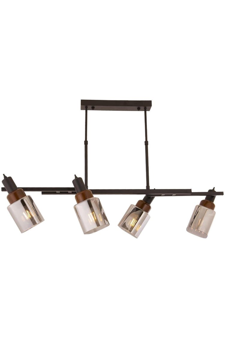 Avonni AV-1920-4Y-BSY Siyah Boya Modern Avize E27 Metal Ahşap 100x35 cm