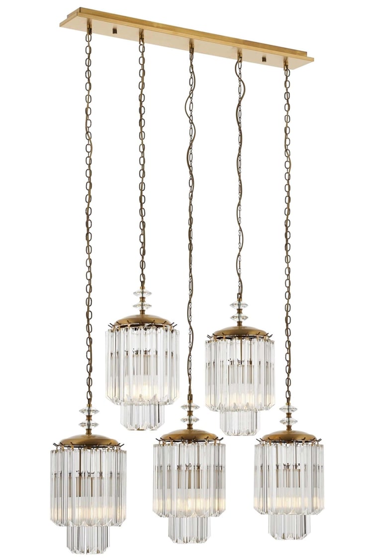 Avonni AV-4302-5EY Eskitme Kaplama Klasik Avize E27 Metal Kristal 80x10 cm