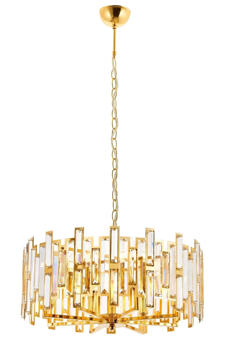 Avonni AV-4307-S50 Sarı Kaplama Klasik Avize E14 Metal Kristal 50 cm