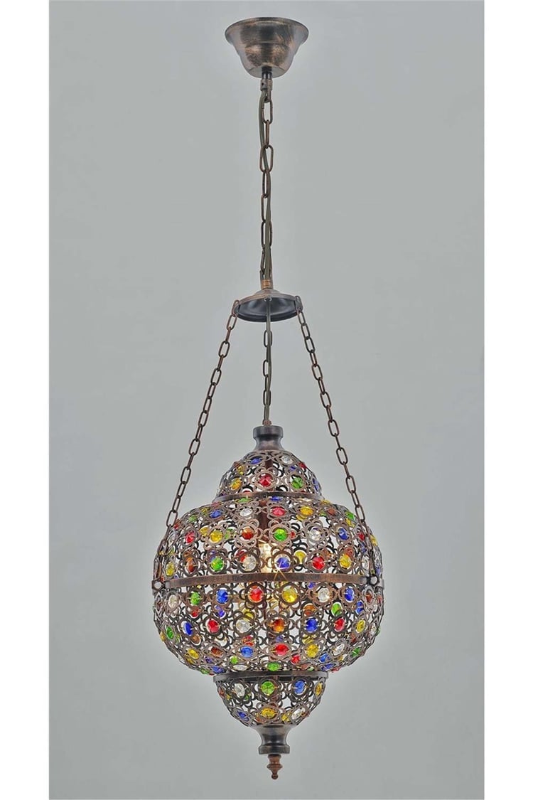 Avonni AV-5104-1E Eskitme Kaplama Klasik Avize E27 Metal Kristal 27 cm