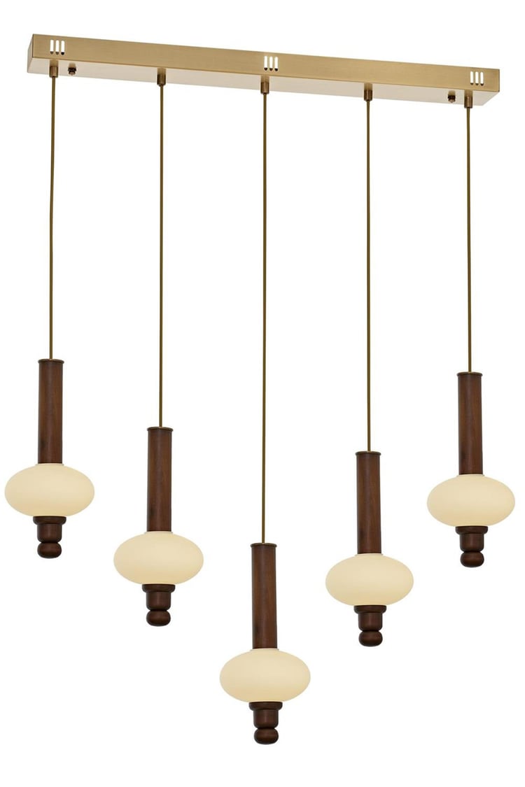 Avonni AV-5299-5EY Eskitme Kaplama Modern Avize E27 Metal Ahşap 15x80 cm