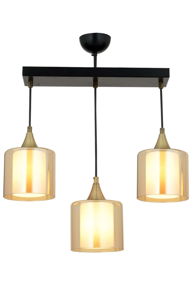 Avonni AV-65233-3Y-BSY-B Siyah Boya Modern Avize E27 Metal Cam 60x14 cm