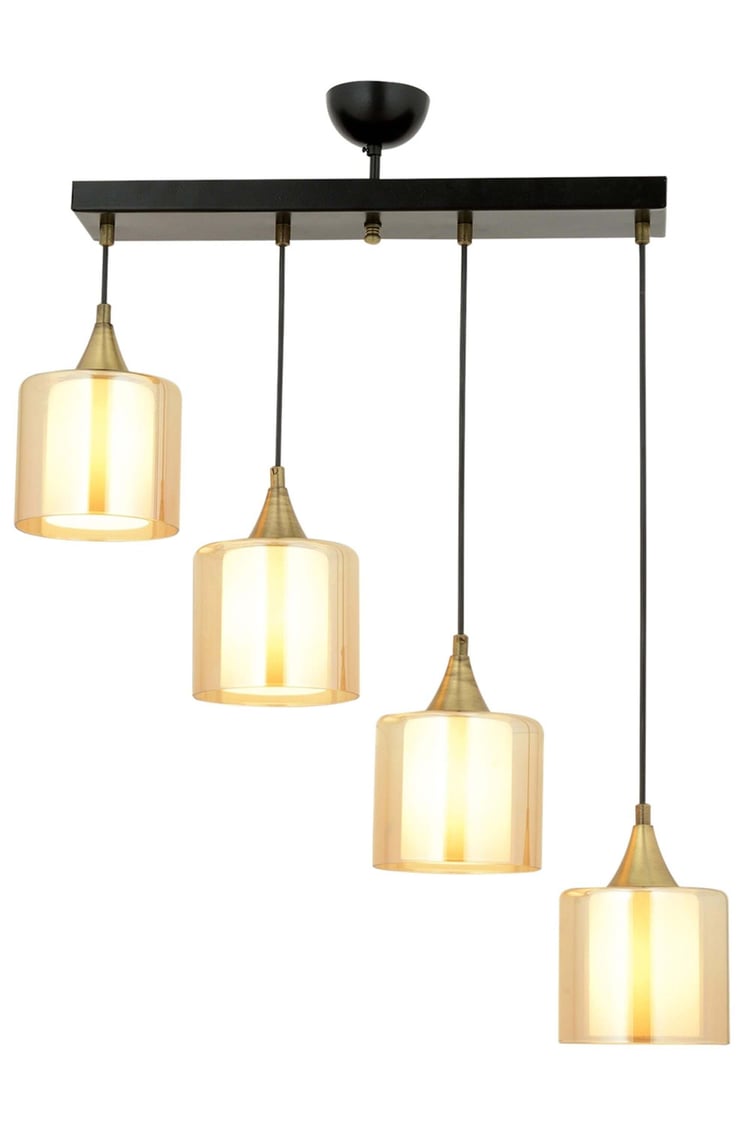 Avonni AV-65233-4Y-BSY-B Siyah Boya Modern Avize E27 Metal Cam 70x14 cm