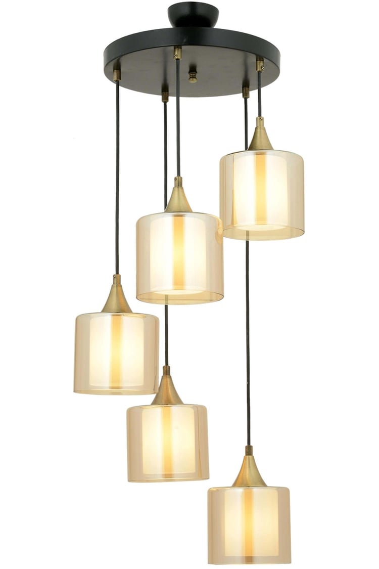 Avonni AV-65233-5T-BSY-B Siyah Boya Modern Avize E27 Metal Cam 40 cm