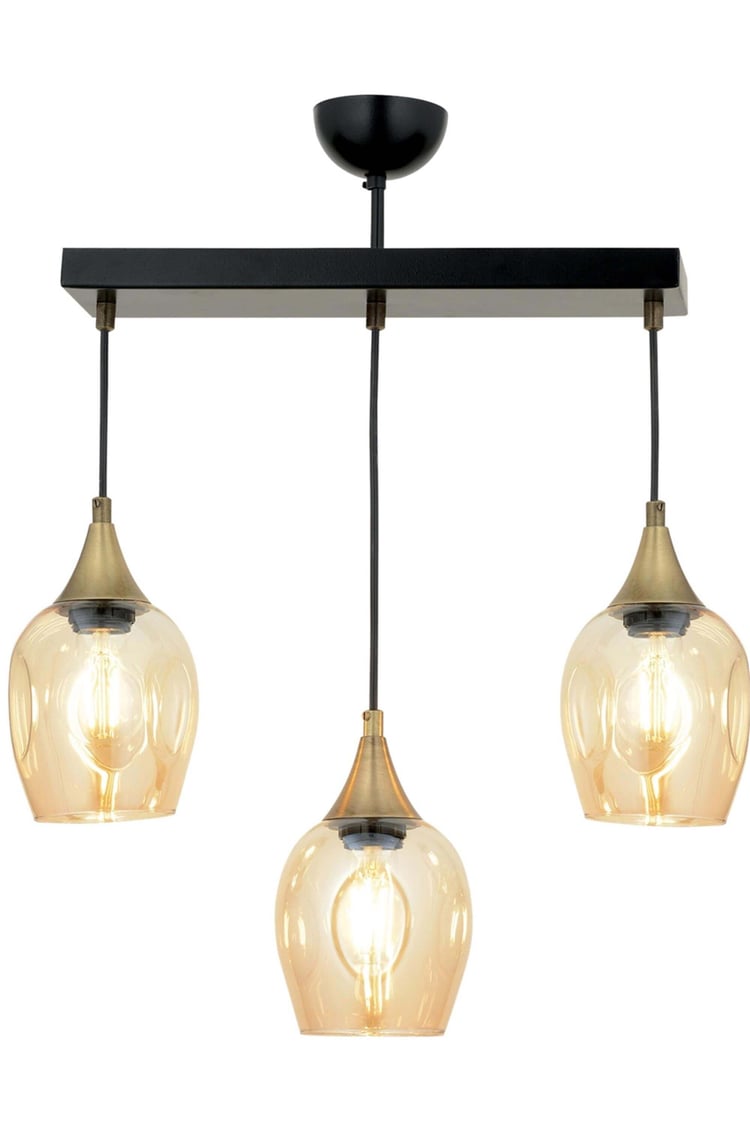 Avonni AV-65234-3Y-BSY Siyah Boya Modern Avize E27 Metal Cam 60x10 cm