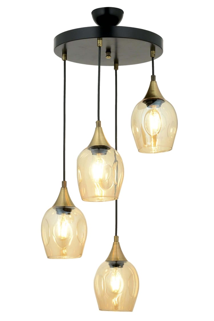 Avonni AV-65234-4T-BSY Siyah Boya Modern Avize E27 Metal Cam 40 cm