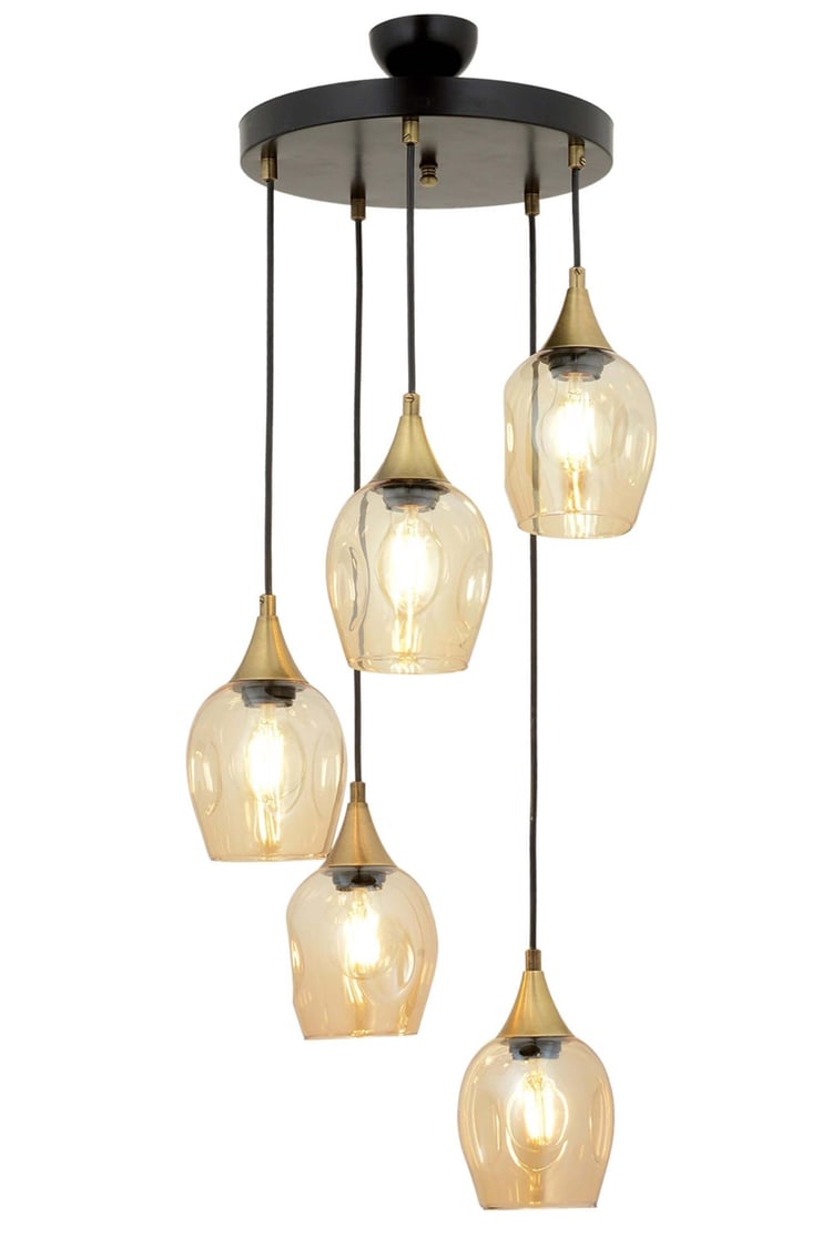 Avonni AV-65234-5T-BSY Siyah Boya Modern Avize E27 Metal Cam 40 cm